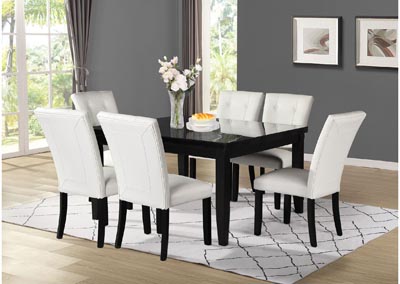 Image for Markina Black Square Marble Top Dining Set W/ 6 Chairs [White]