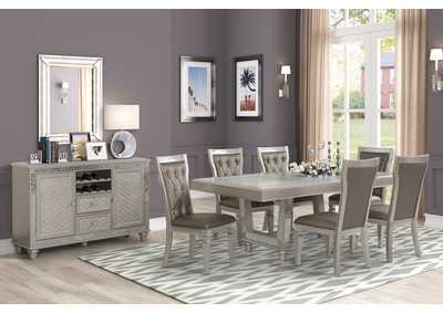 Nero Silver Dining Table w/Leaf: Table Top (Box 1 of 2) Table Base (Box 2 of 2)