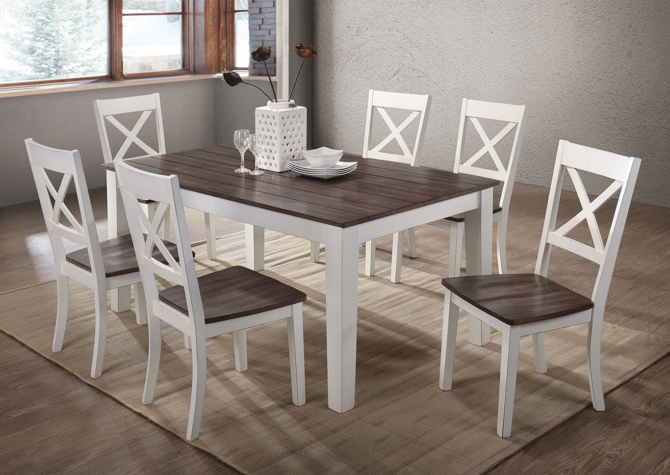 A La Carte White Dining Table w/4 Chairs,United Furniture - Presentation