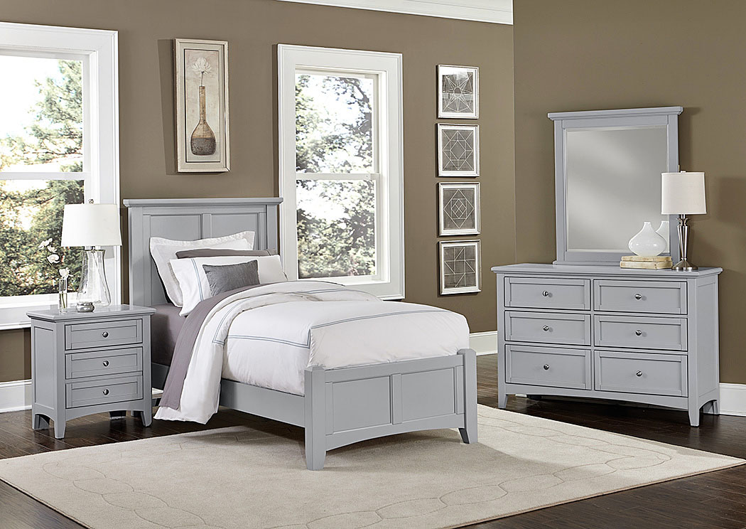 Bonanza Gray Full Panel Bed w/Dresser and Mirror,Vaughan-Bassett