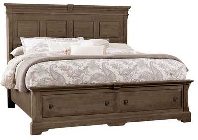 Image for Heritage Cobblestone Oak King Mansion Bed w/ Storage Footboard