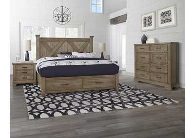Cool Rustic Coffee X Queen Bed w/2 Drawer Storage