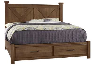 Cool Rustic Quincy X Queen Bed w/2 Drawer Storage