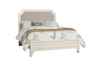 744 - Bungalow-Lattice White Full Upholstered Bed