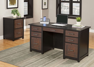 Denver - Ebony/Brown Oak 62" Flat Top Desk