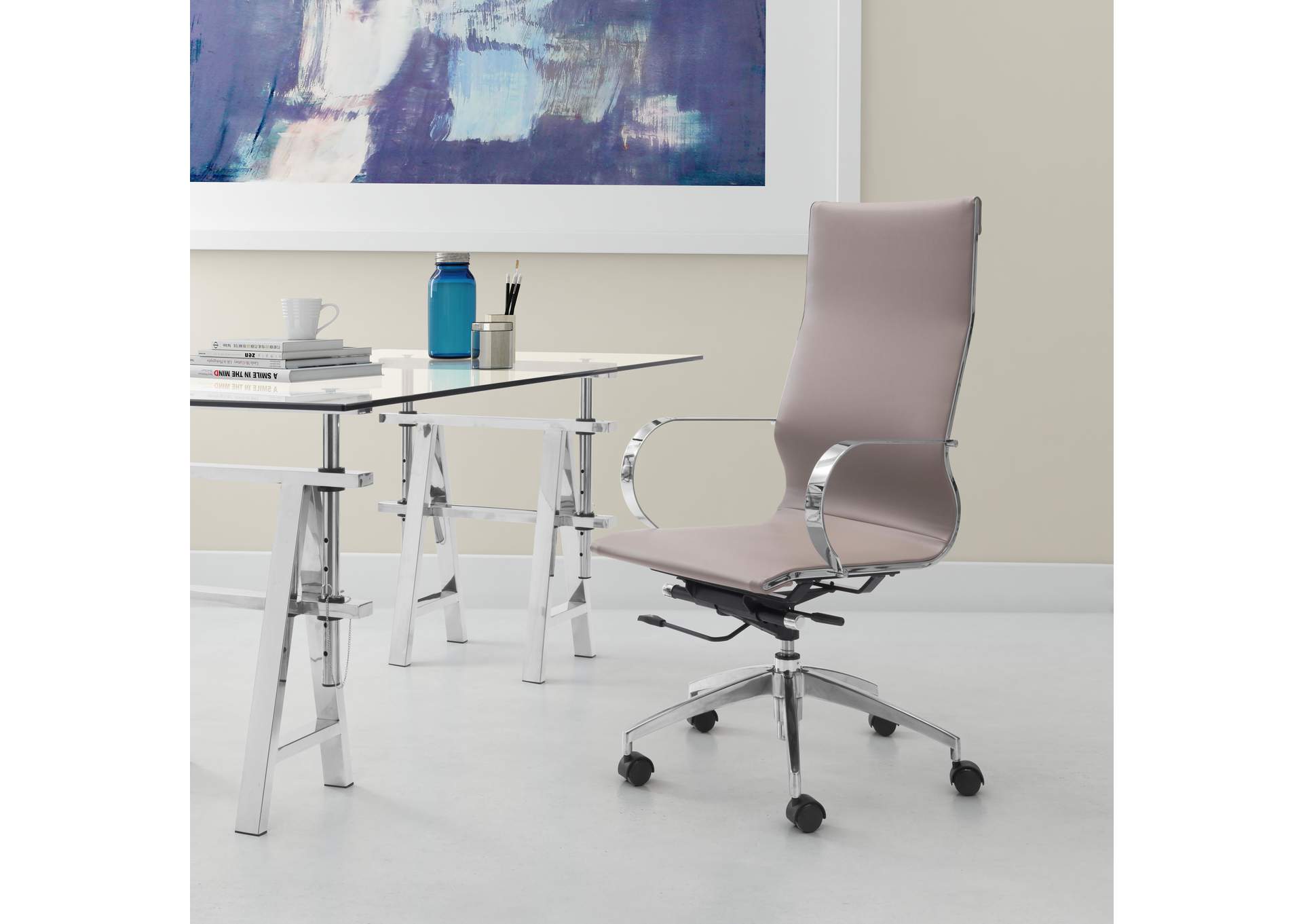 Glider High Back Office Chair Taupe,Zuo