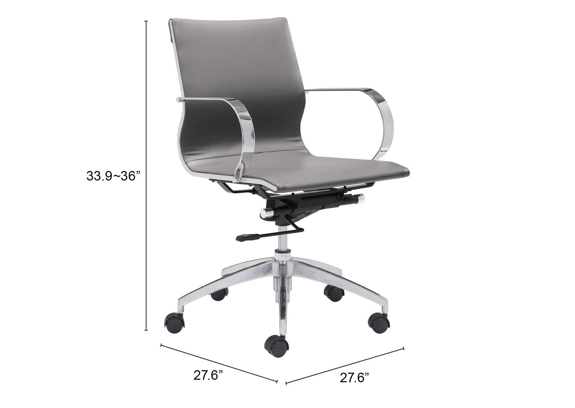 Glider Low Back Office Chair Gray,Zuo