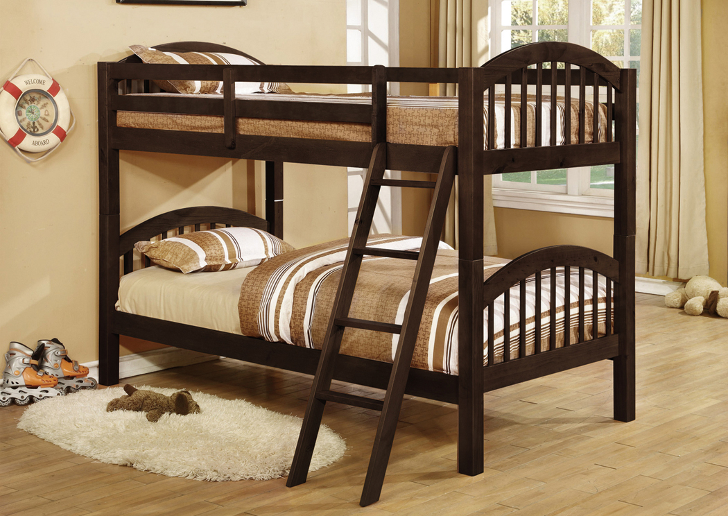 Twin Solid Wood Espresso Bunkbed,ABF eCircular Specials