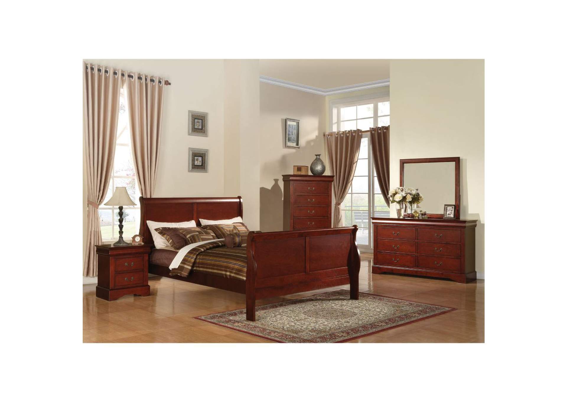 Louis Philippe III Cherry Eastern King Bed,Acme