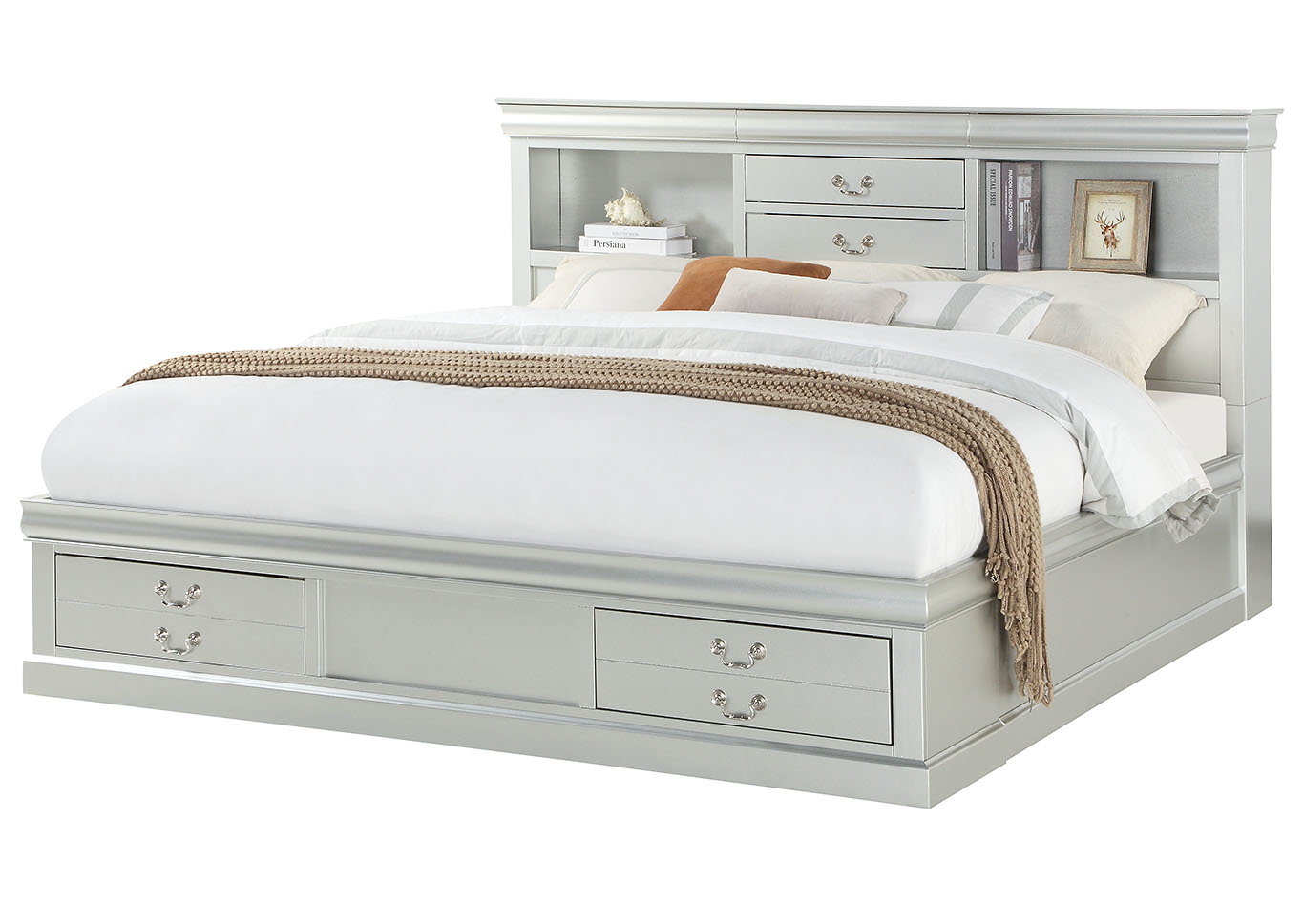 Louis Philippe III Platinum Queen Bed Robinson Furniture -Detroit