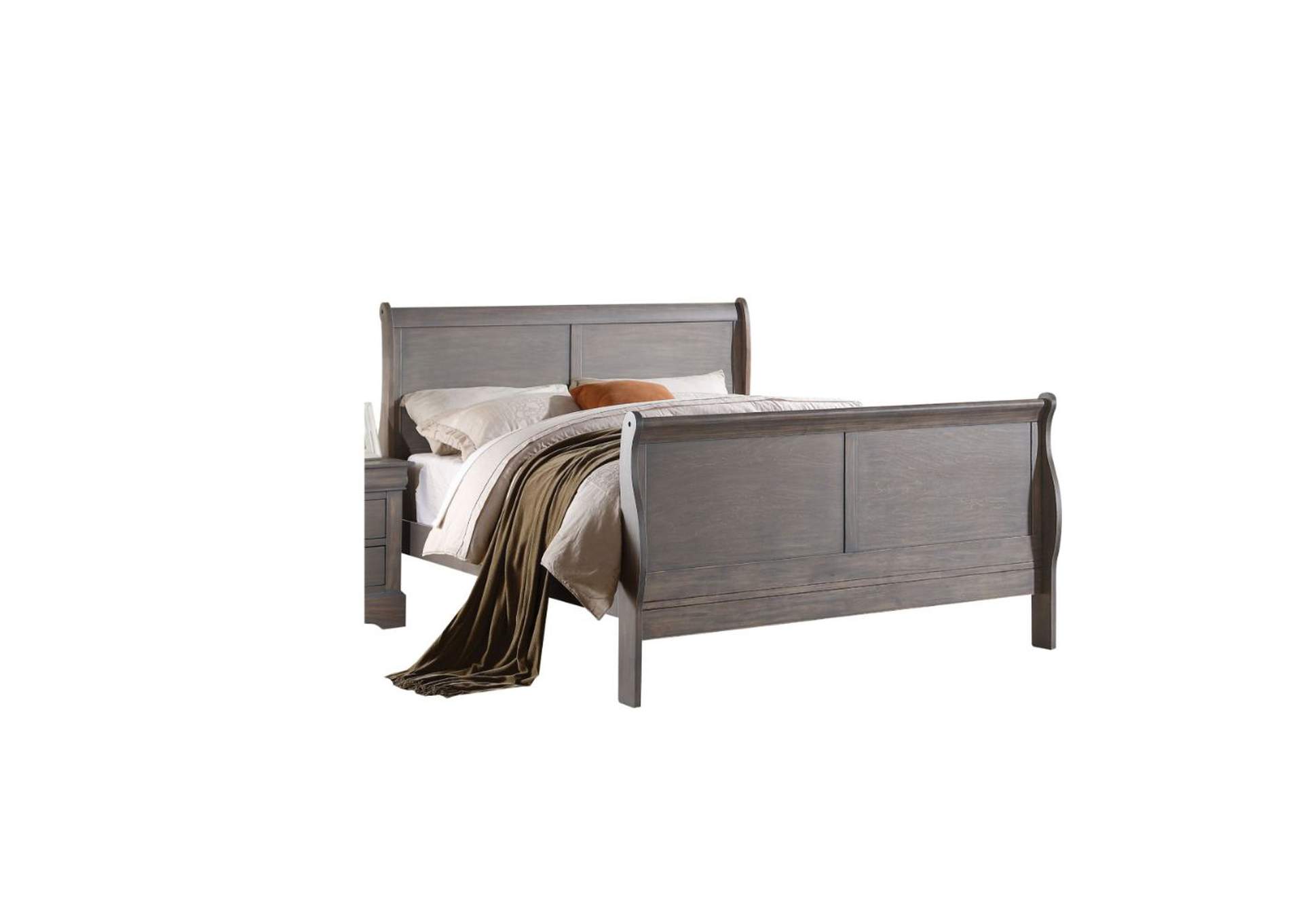 Louis Philippe III Antique Gray Eastern King Bed,Acme