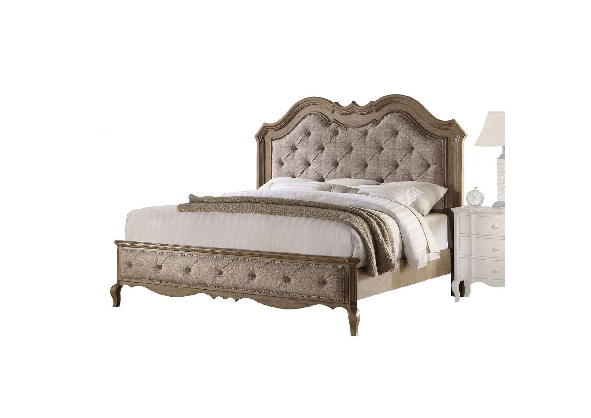 Beige Fabric & Antique Taupe Chelmsford Queen Bed,Acme