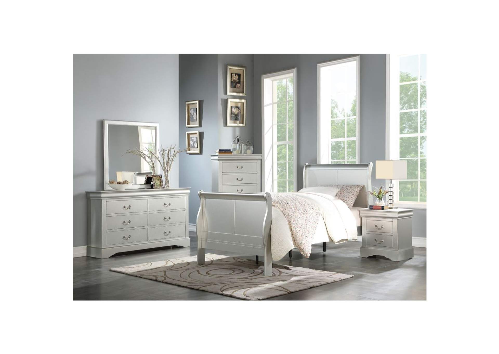 Louis Philippe III Platinum Twin Bed,Acme