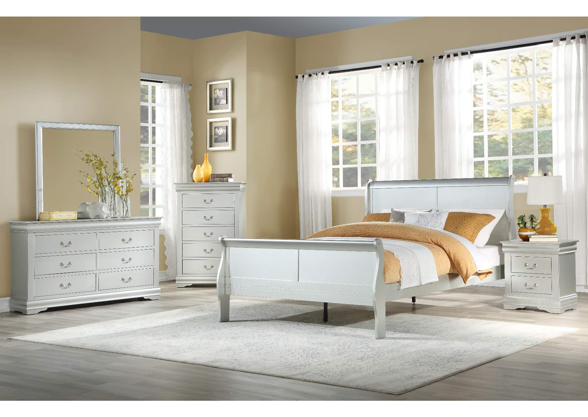 Louis Philippe Platinum Eastern King Bed,Acme