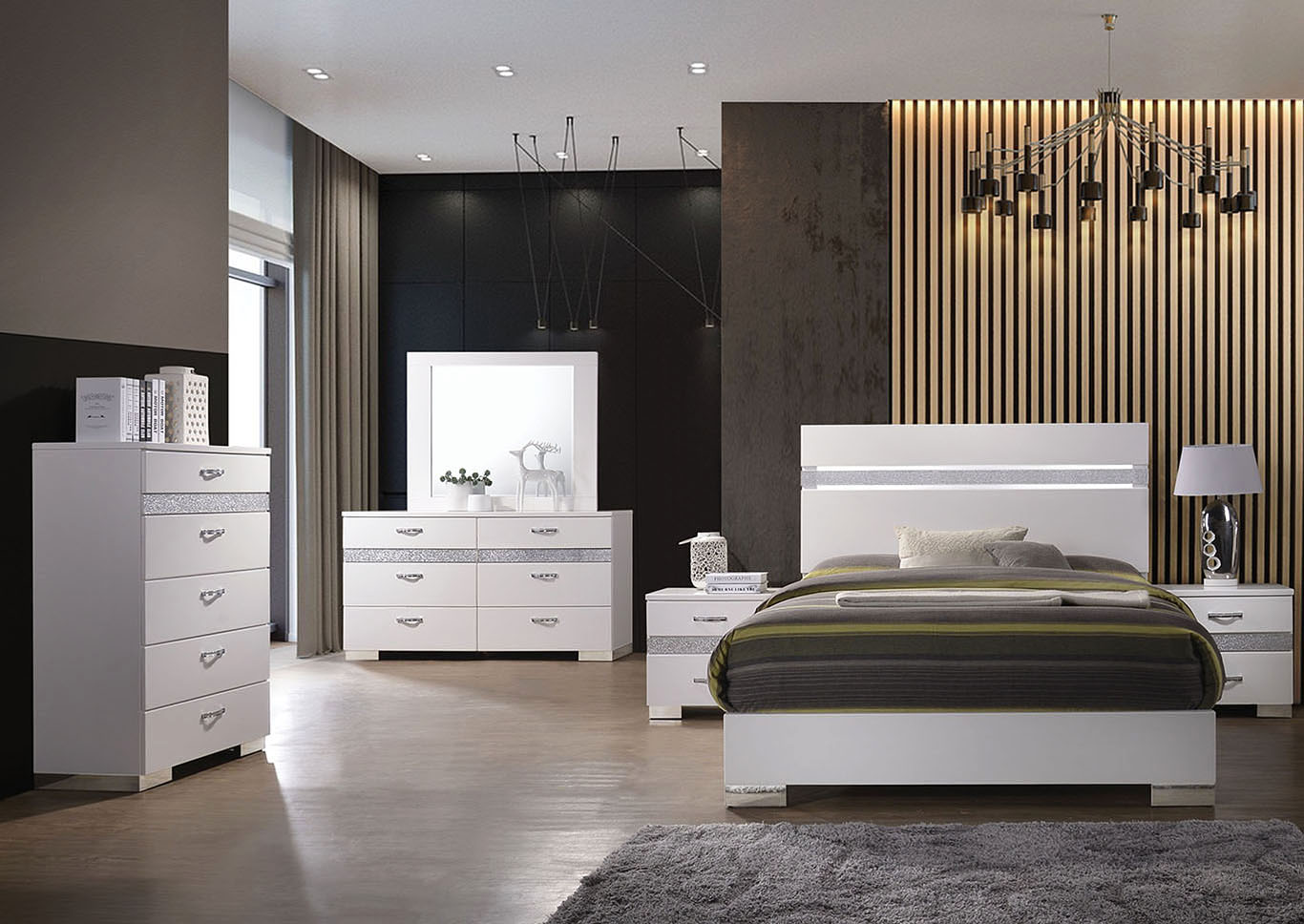 Naima White Full Bed w/Dresser and Mirror,Acme