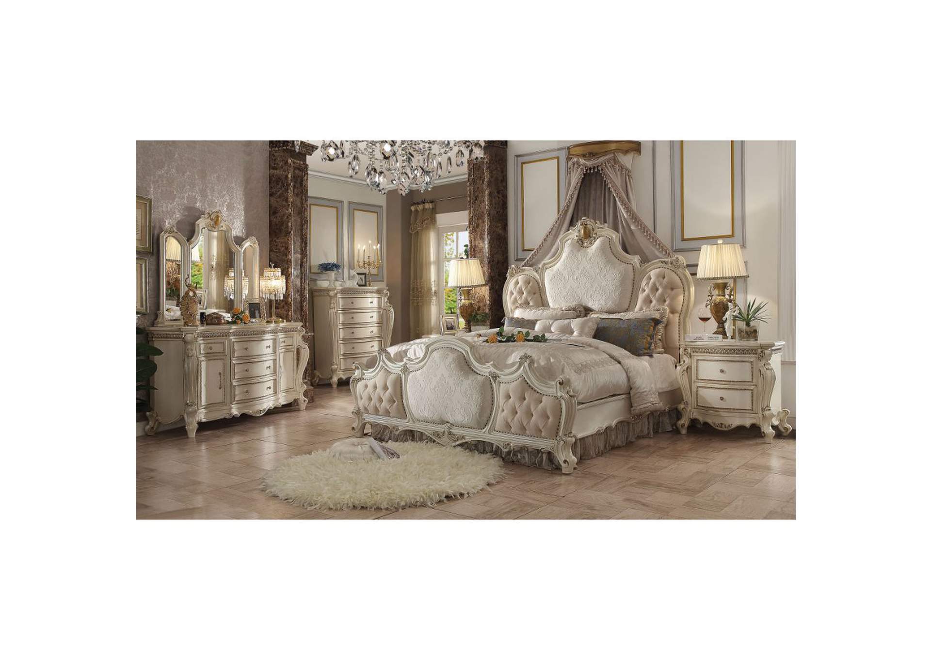 Picardy Fabric & Antique Pearl California King Bed,Acme