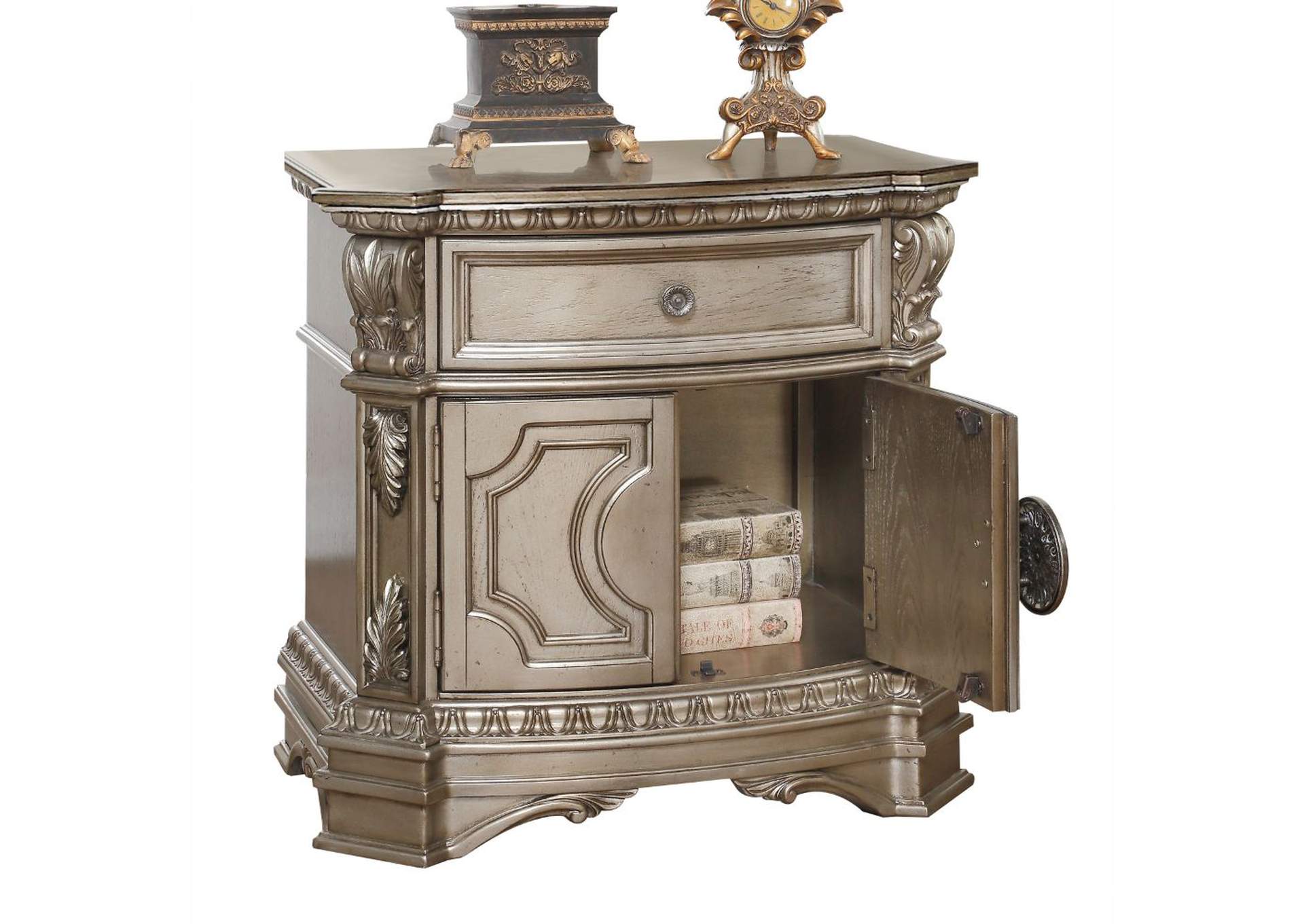 Northville Antique Silver Nightstand,Acme