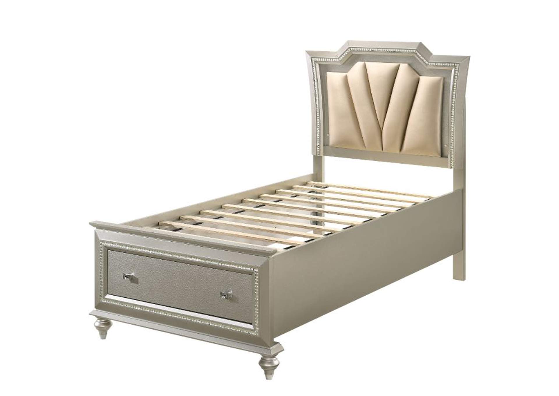 Kaitlyn Pu Champagne Full Bed Adora Home, Kaitlyn L Shaped Twin Over Full Bunk Bed