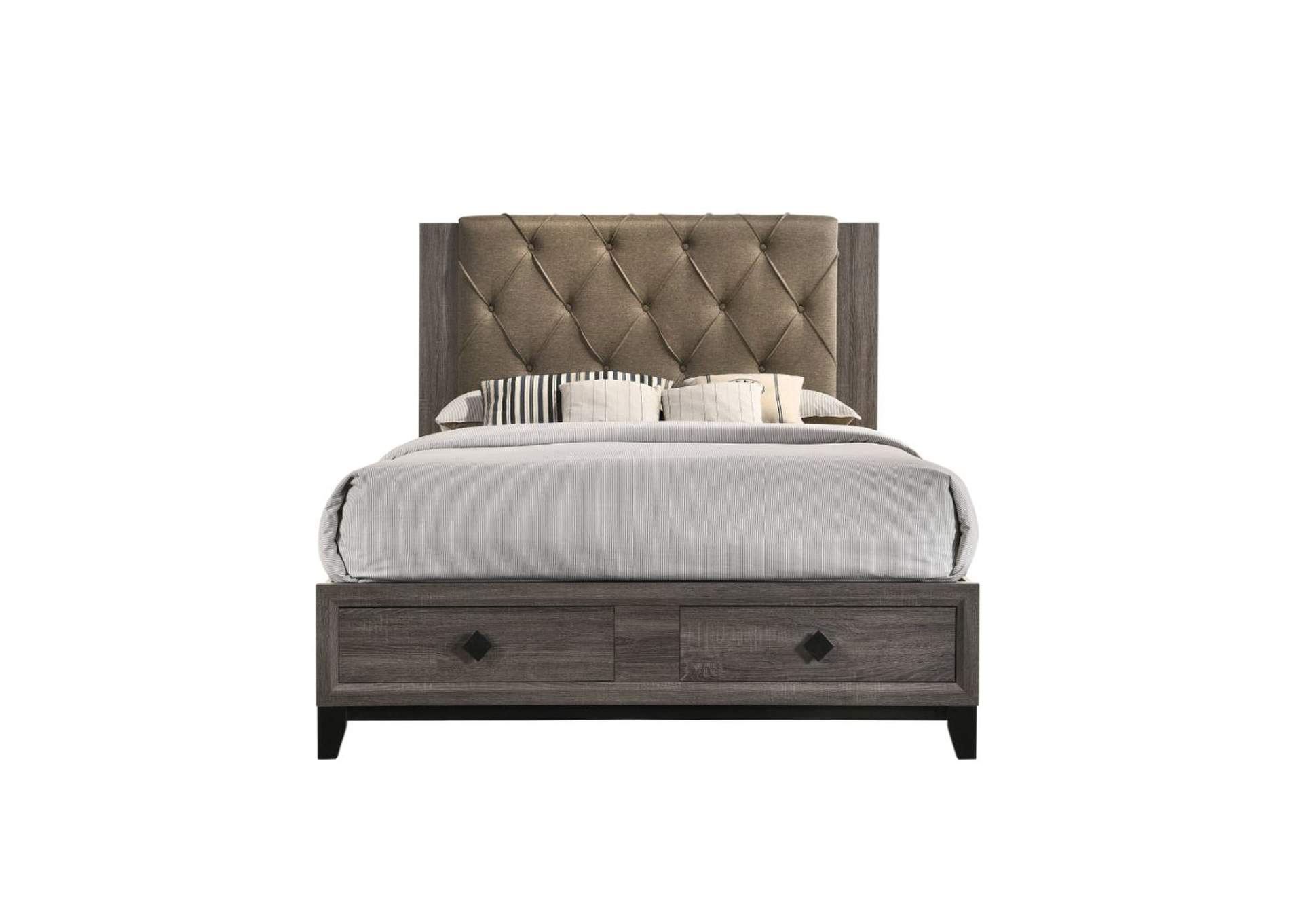 Avantika Gray Oak Queen Storage Bed w/Dresser and Mirror,Acme