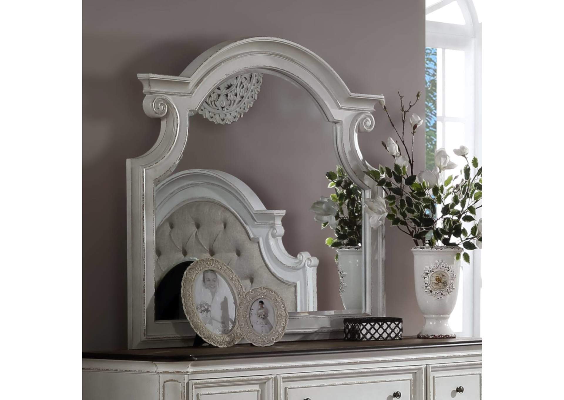Florian Antique White Mirror,Acme