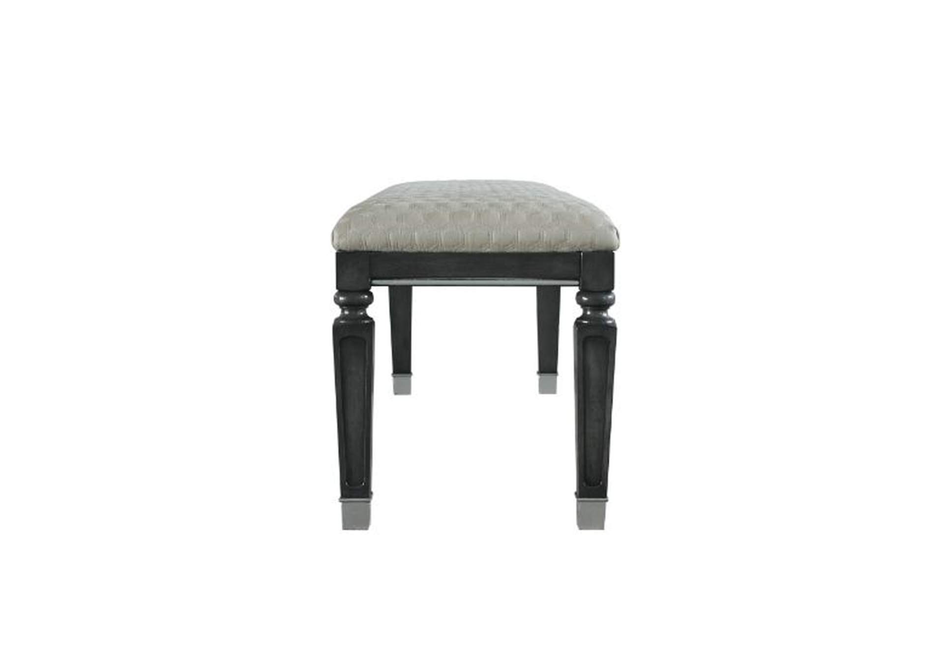 House Beatrice Two Tone Beige Fabric, Charcoal & Light Gray Finish Bench,Acme