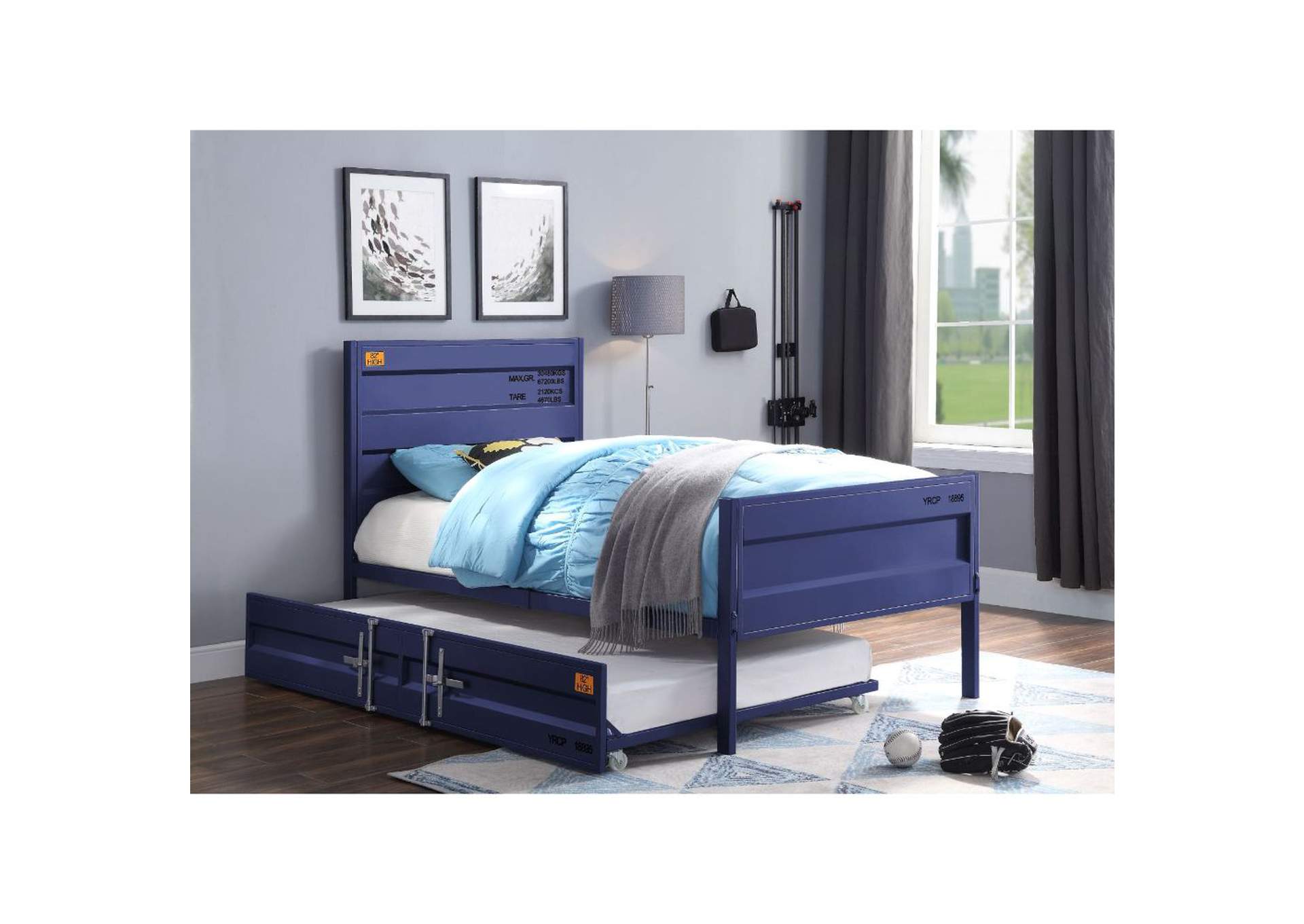 Cargo Blue Full Bunk Bed W, Cargo Bunk Beds With Trundle