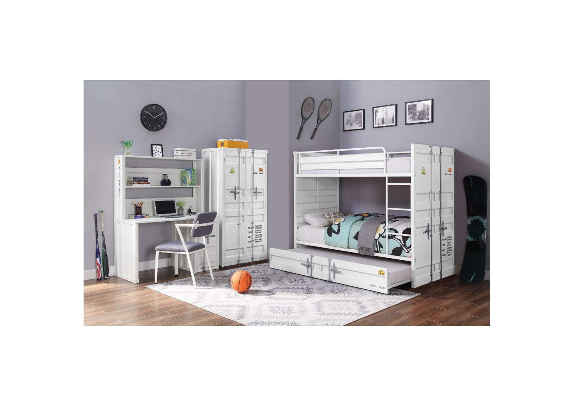 Cargo White Full/Full Bunk Bed W/ Trundle,Acme