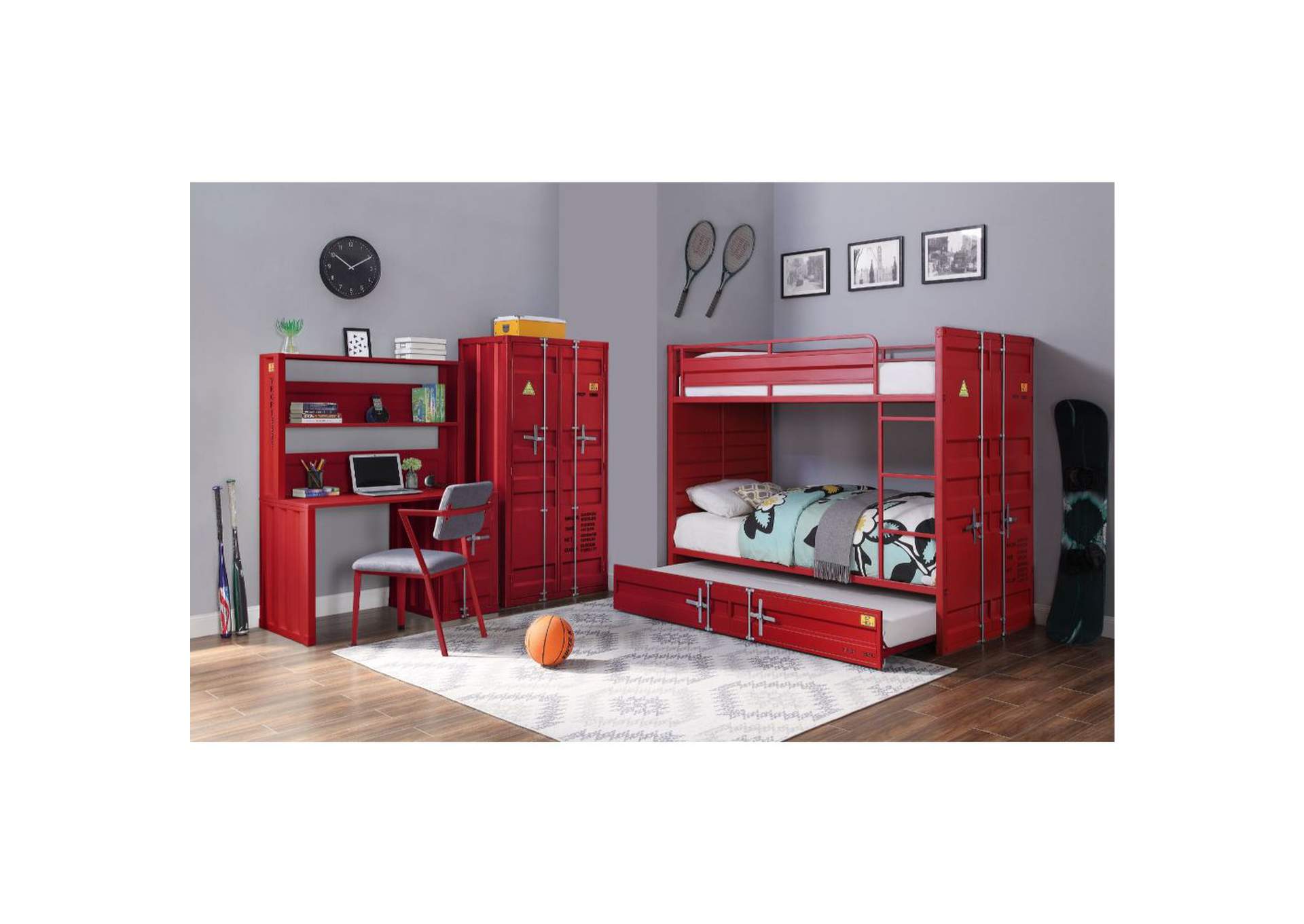 Cargo Red Twin Bunk Bed Harlem, Cargo Furniture Bunk Beds