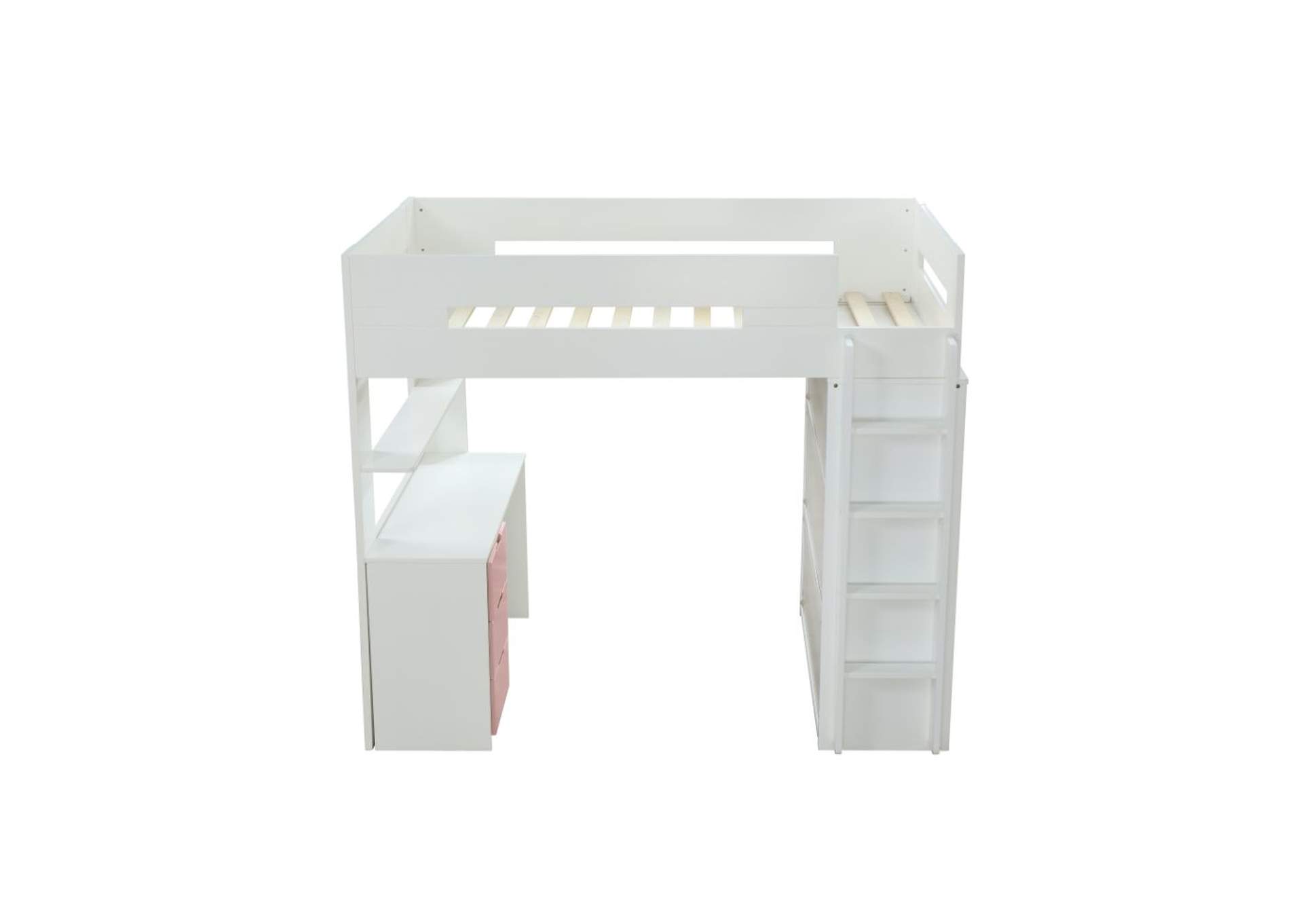 Nerice White & Pink Loft Bed,Acme