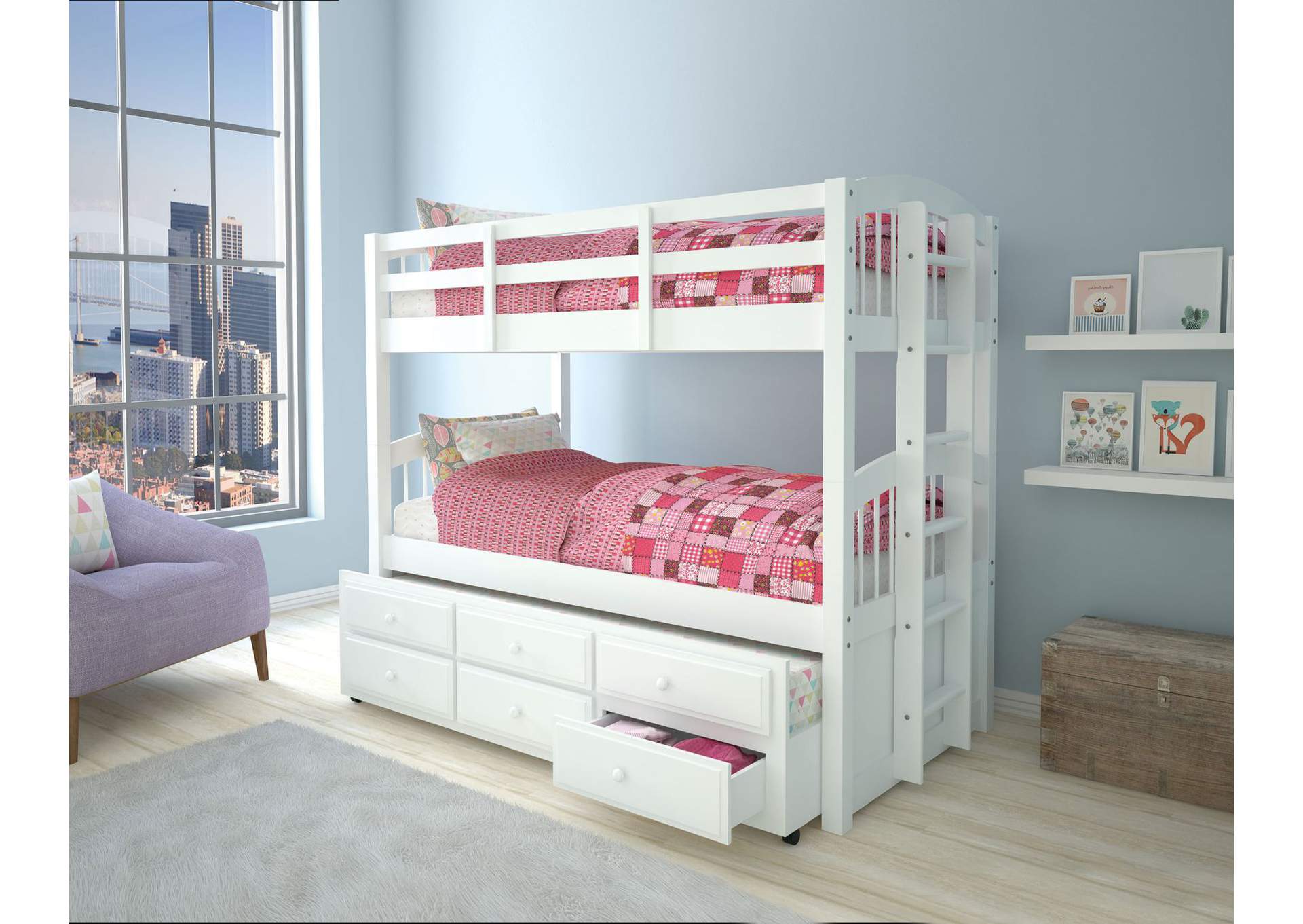 Micah White Twin/Twin Bunk Bed & Trundle,Acme