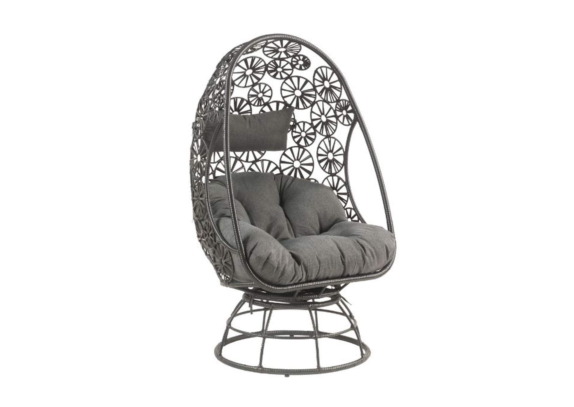 Hikre Clear Glass, Charcaol Fabric Black Wicker Patio Lounge Chair,Acme