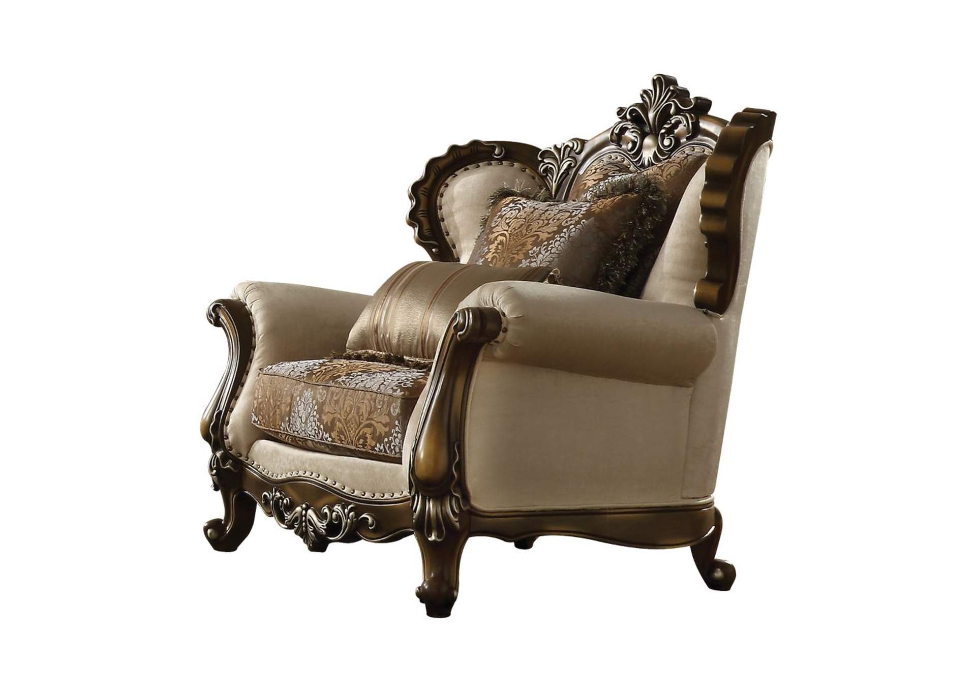 Latisha Tan, Pattern Fabric & Antique Oak Chair,Acme