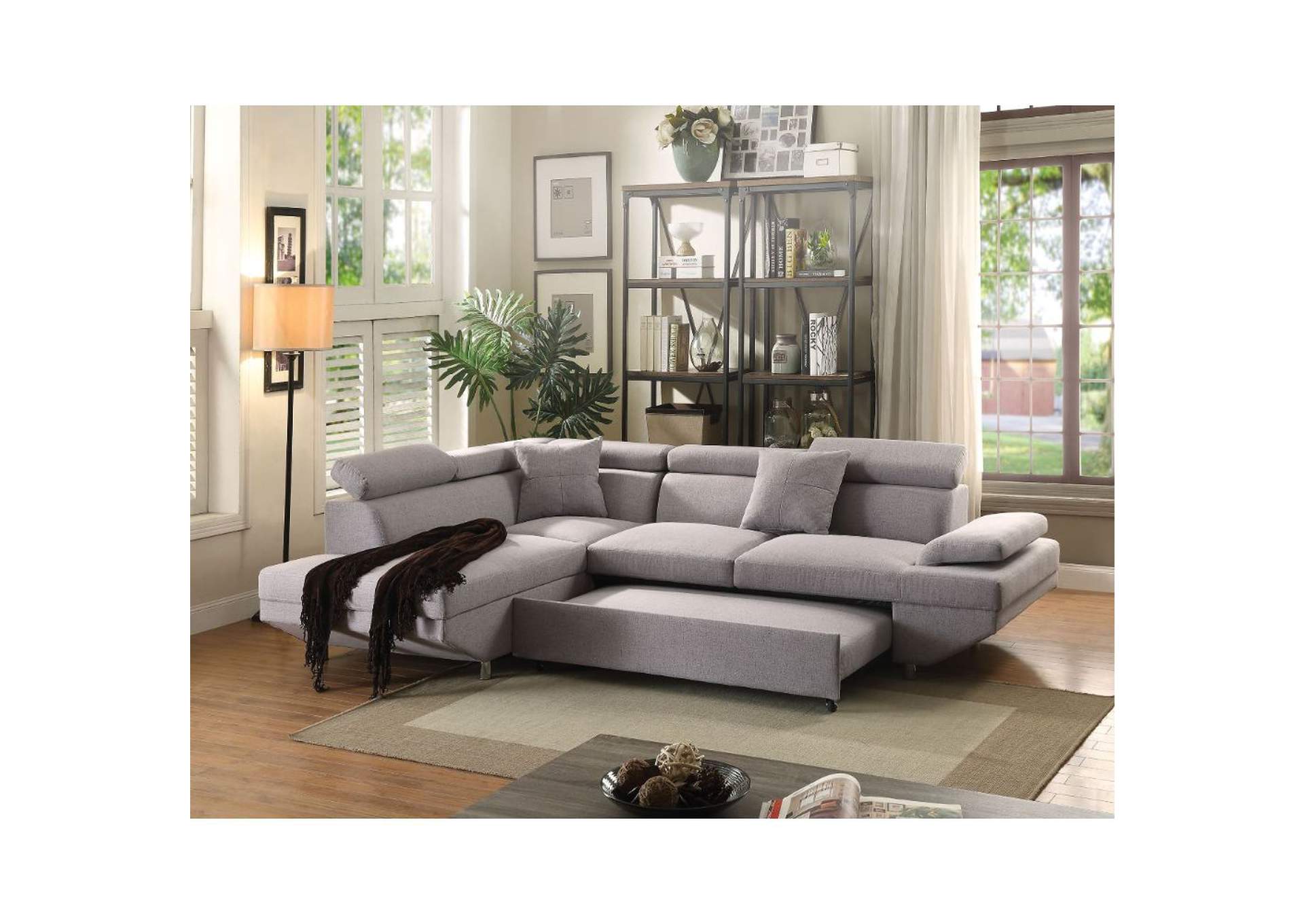 Jemima Gray Fabric Sectional Sofa,Acme
