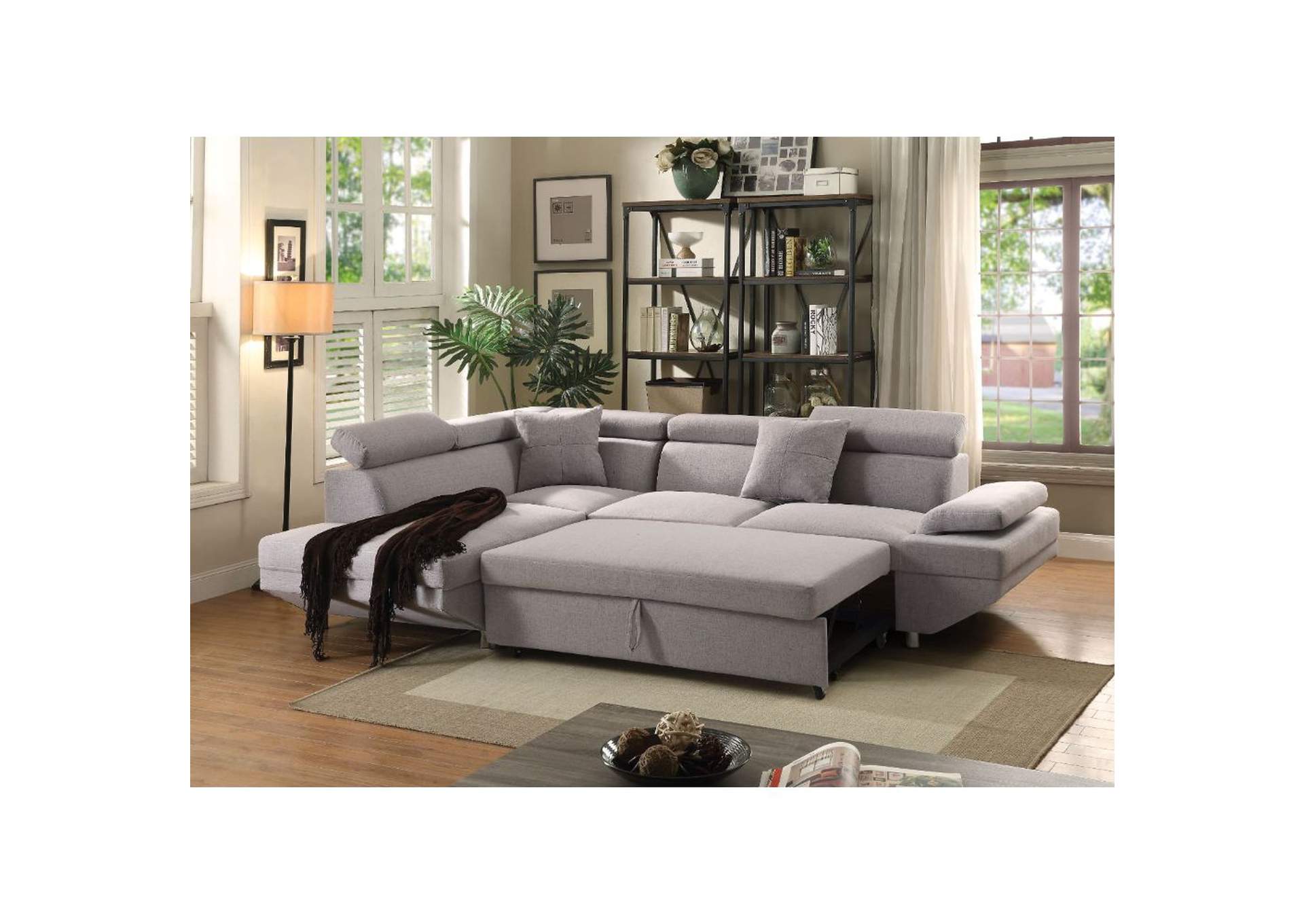 Jemima Gray Fabric Sectional Sofa,Acme