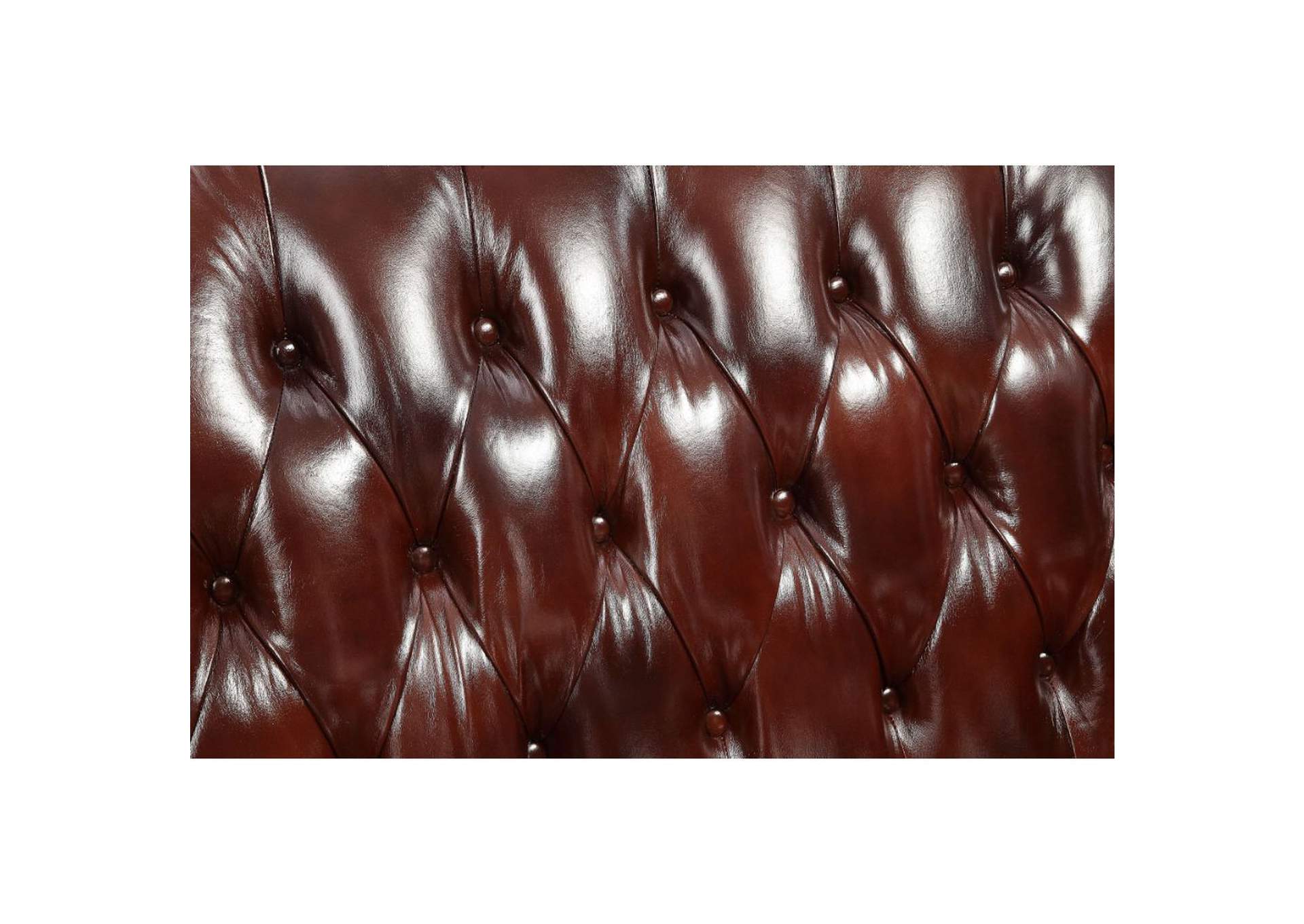 Eustoma Cherry Top Grain Leather Match & Walnut Sofa,Acme