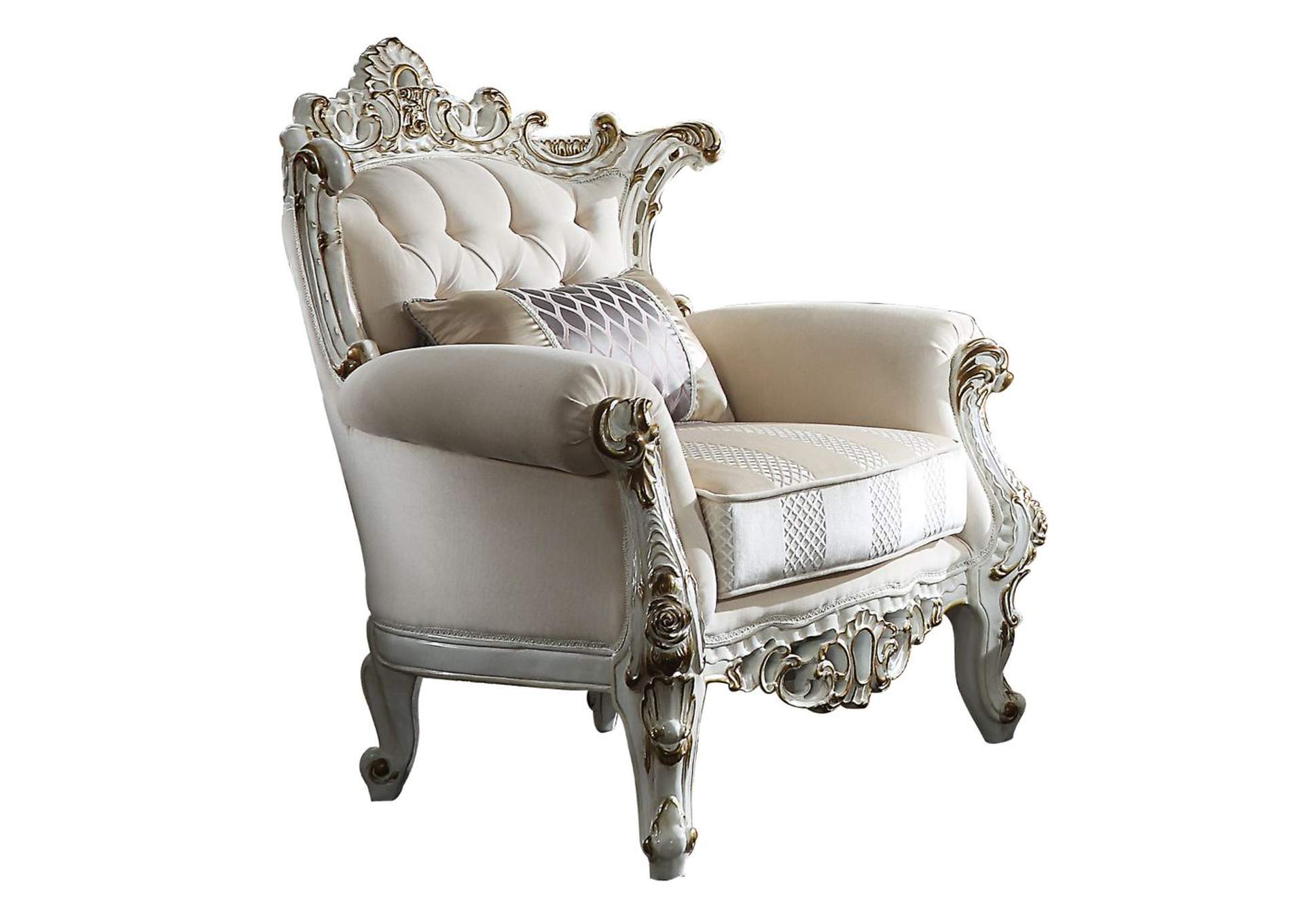 Picardy II Fabric & Antique Pearl Chair,Acme