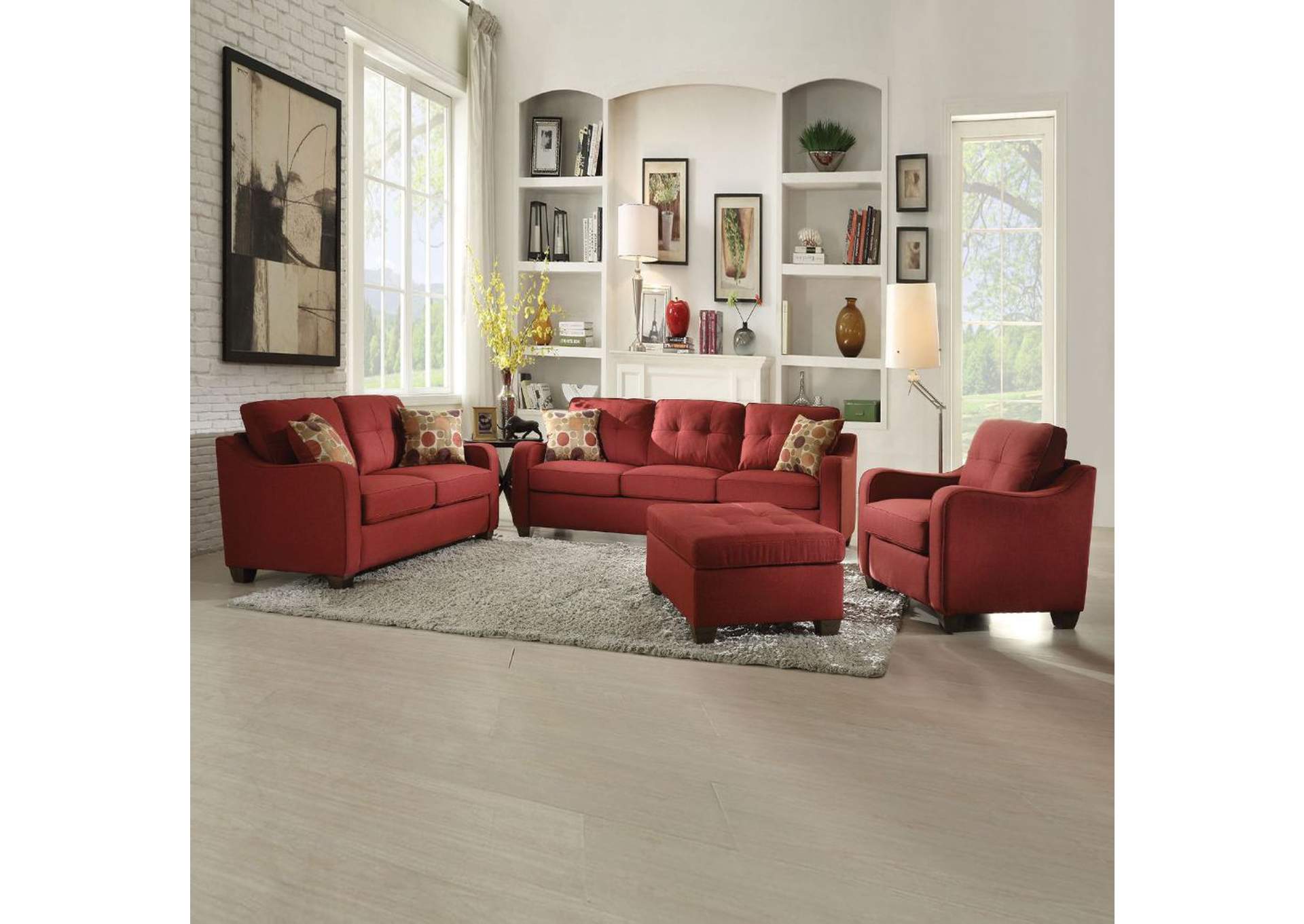 Cleavon II Red Linen Sofa,Acme