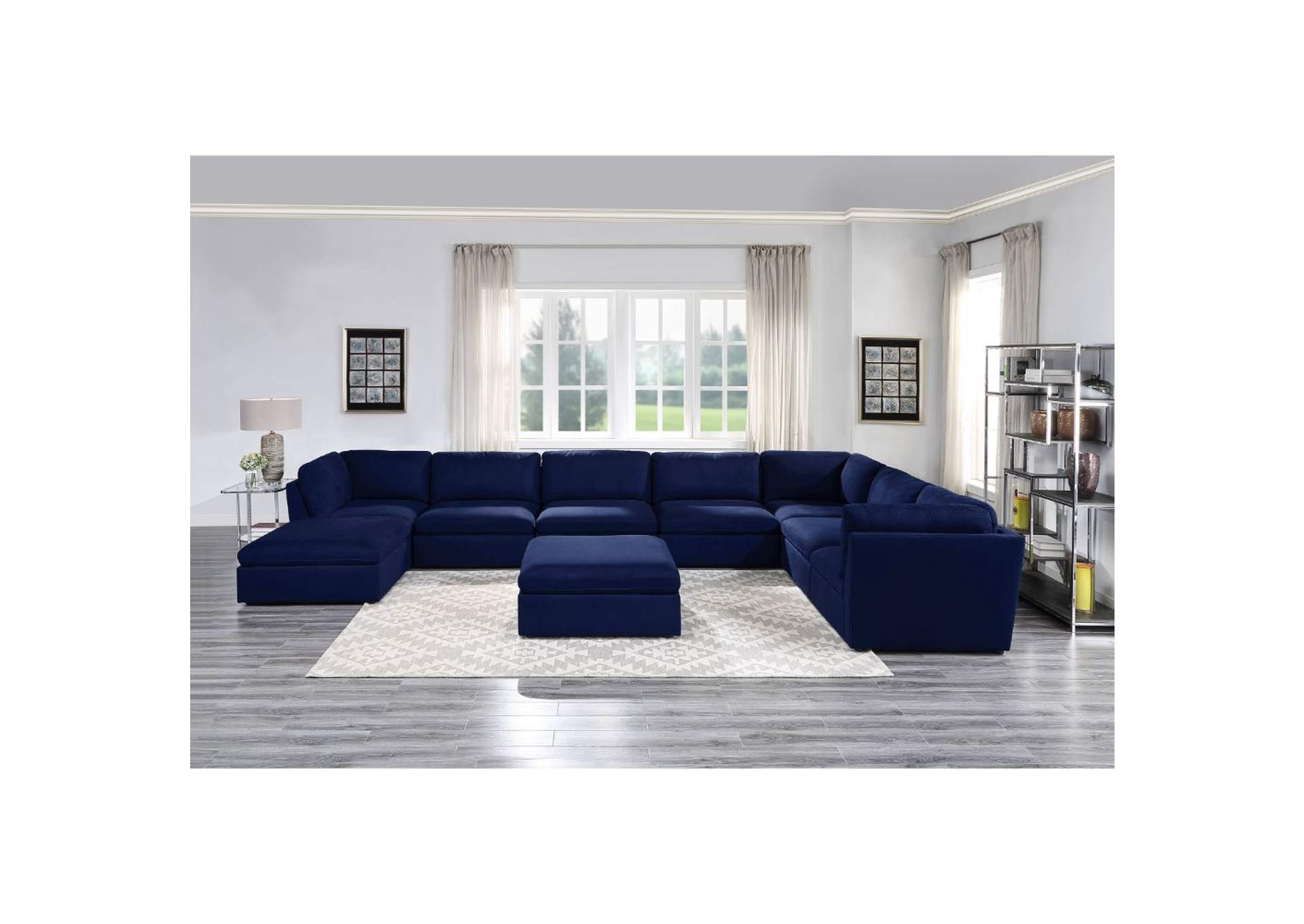 Crosby Blue Fabric Armless Chair,Acme