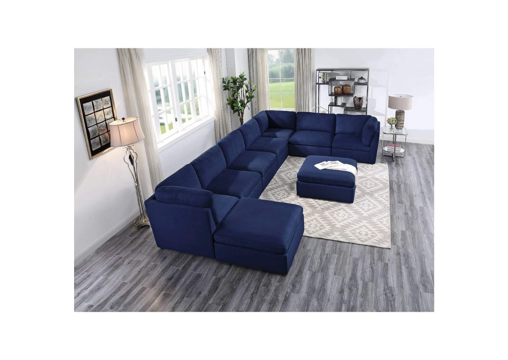Crosby Blue Fabric Armless Chair,Acme