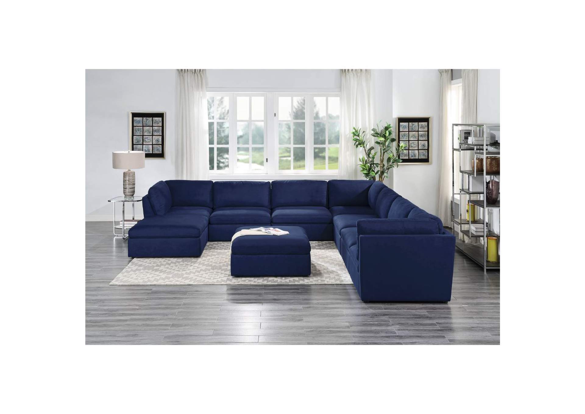 Crosby Blue Fabric Armless Chair,Acme