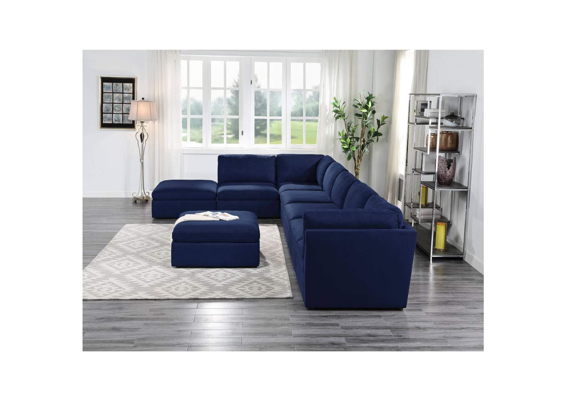 Crosby Blue Fabric Armless Chair,Acme