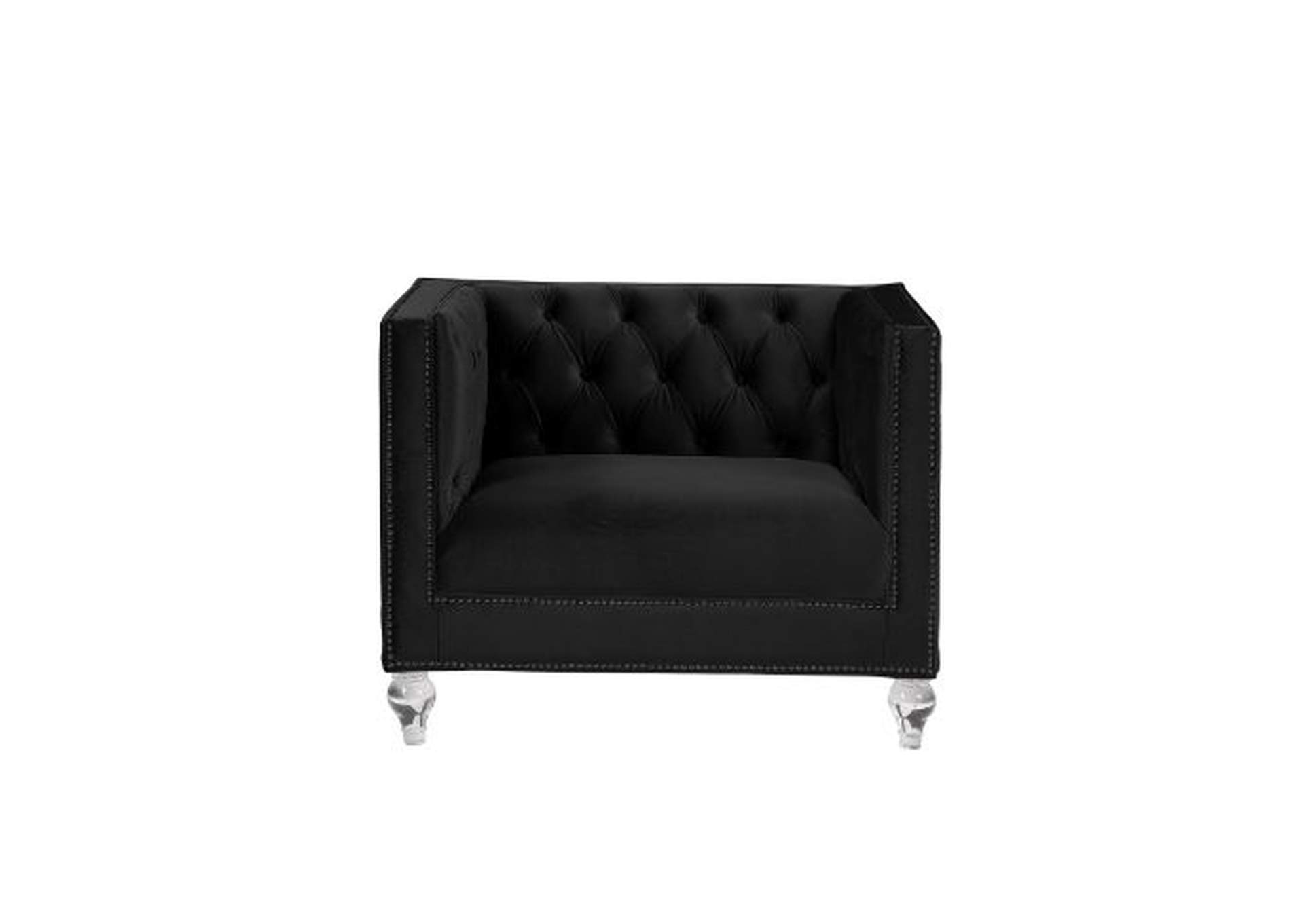 Heibero Black Velvet Chair,Acme
