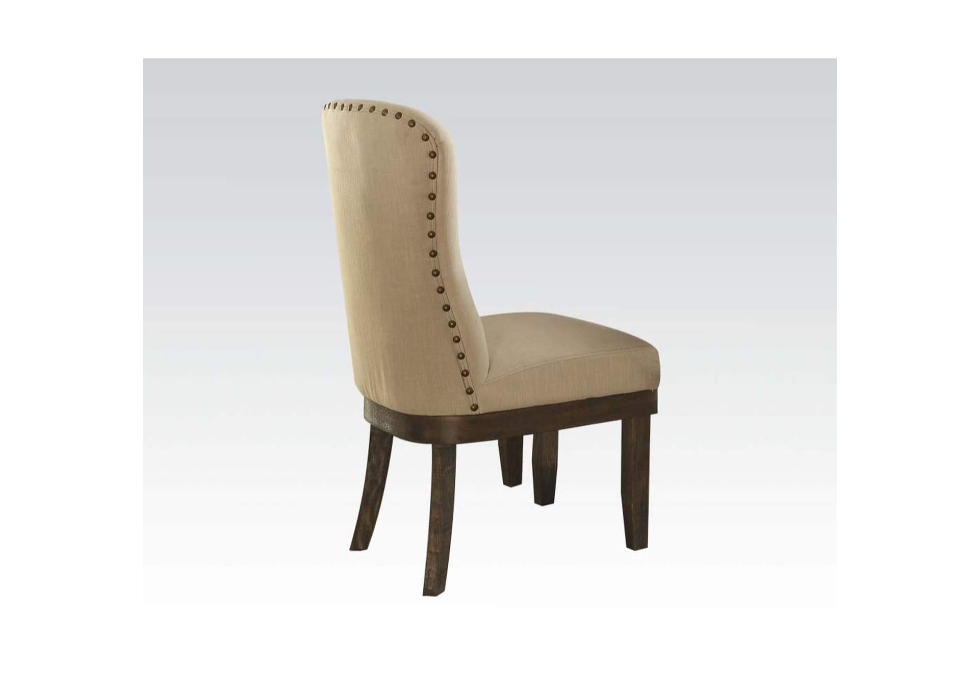 Landon Beige Linen Salvage Brown Side Chair (2Pc),Acme