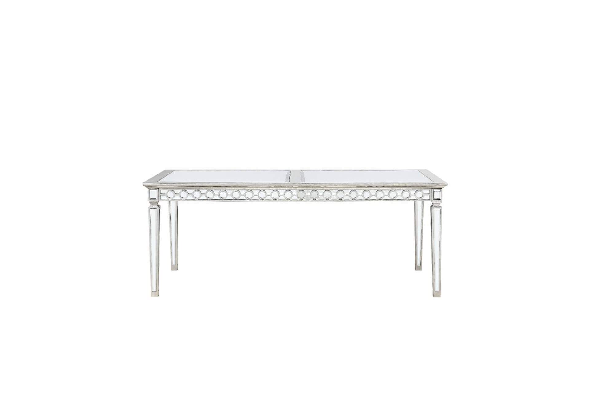 Acme Furniture Varian Dining Table Mirrored & Antique Platinum 