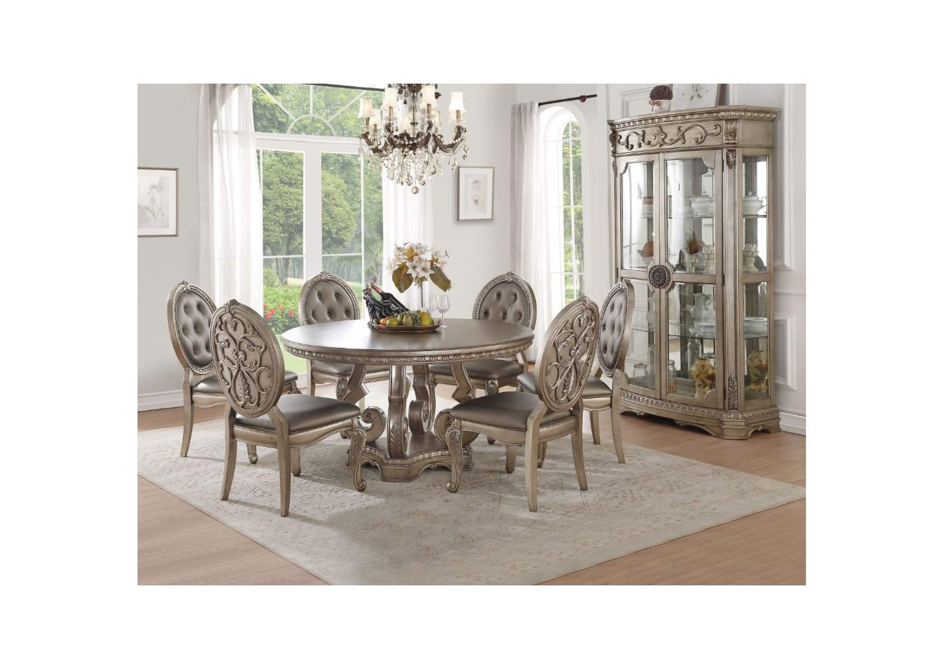 Northville Antique Silver Dining Table,Acme
