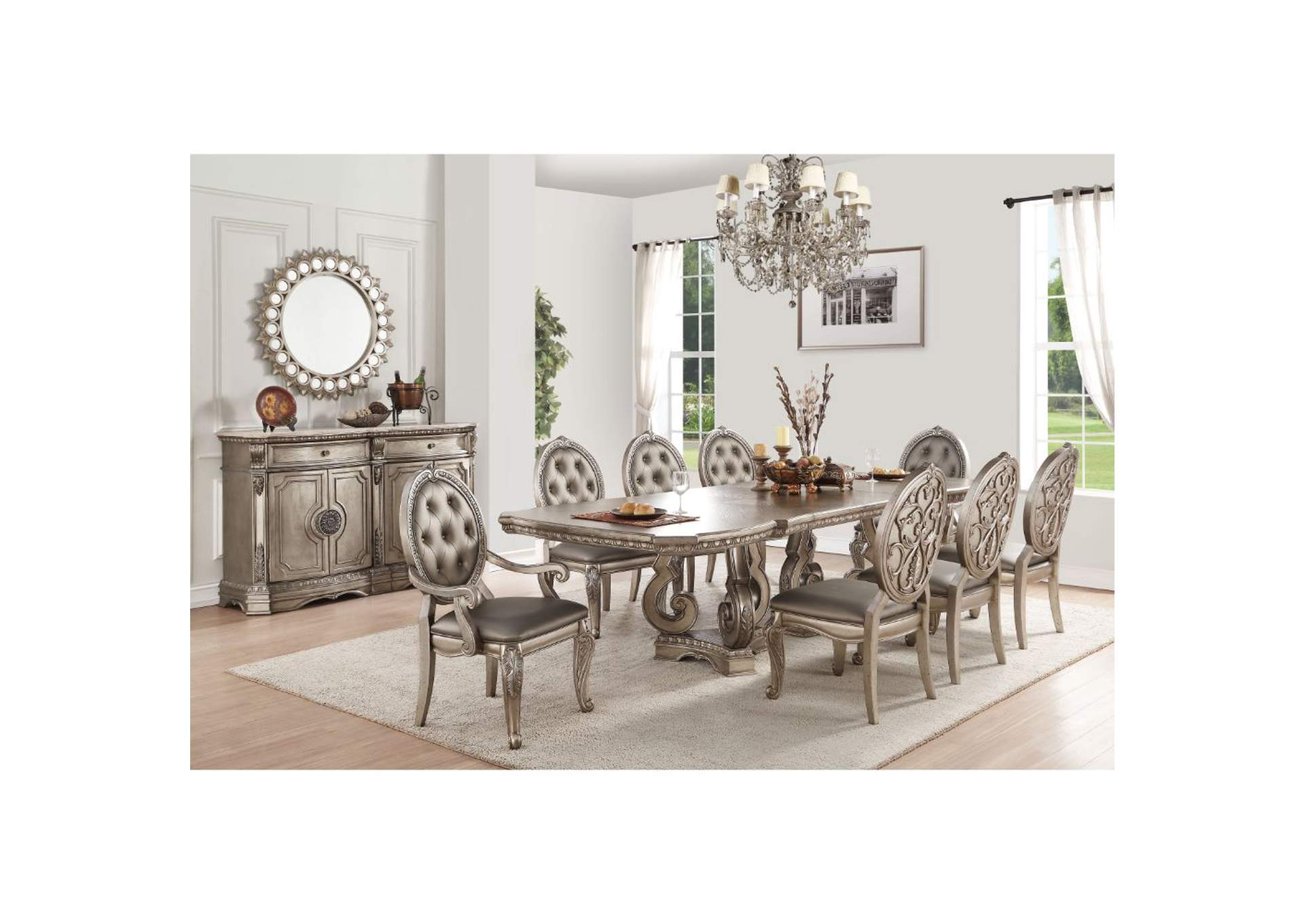 Northville Antique Silver Dining Table,Acme