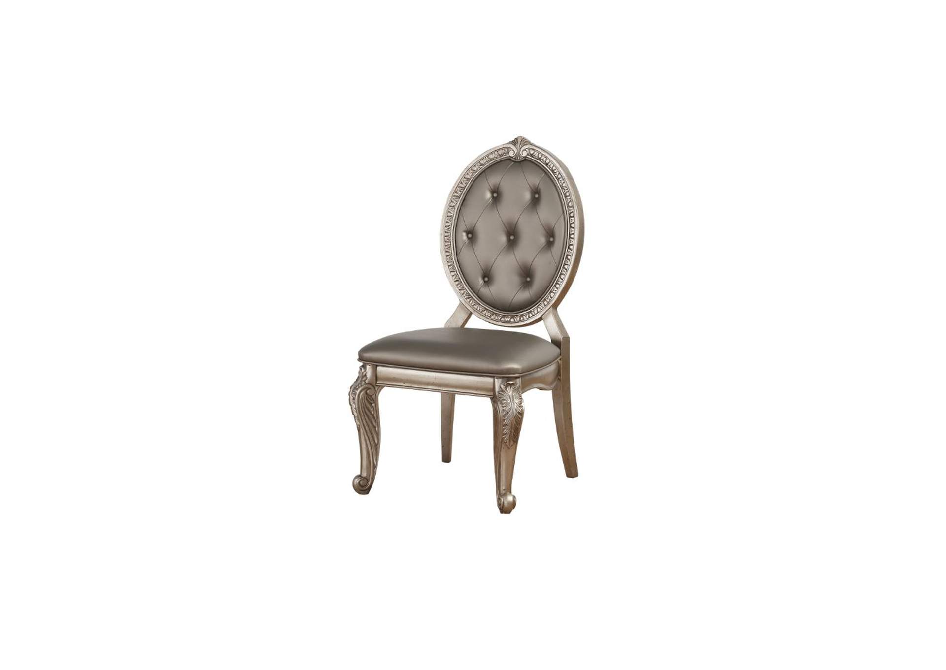 Northville PU & Antique Silver Side Chair,Acme