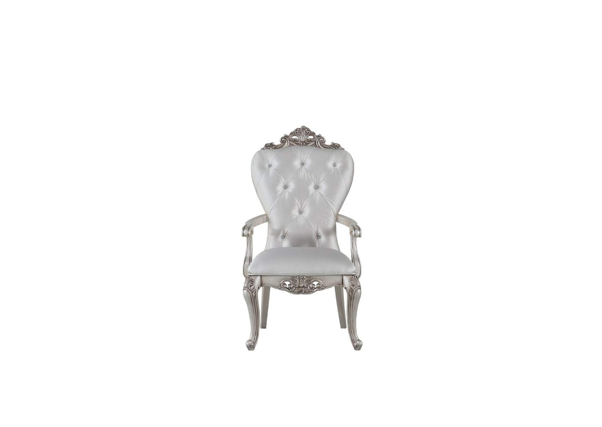 Gorsedd Cream Fabric & Antique White Chair,Acme