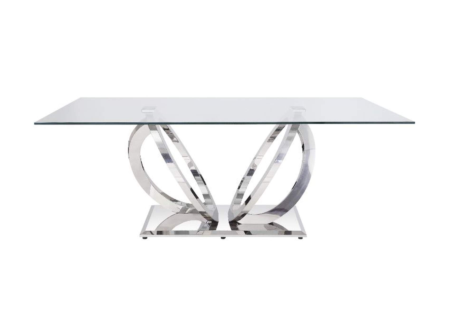 Finley Clear Glass & Mirrored Silver Finish Dining Table,Acme
