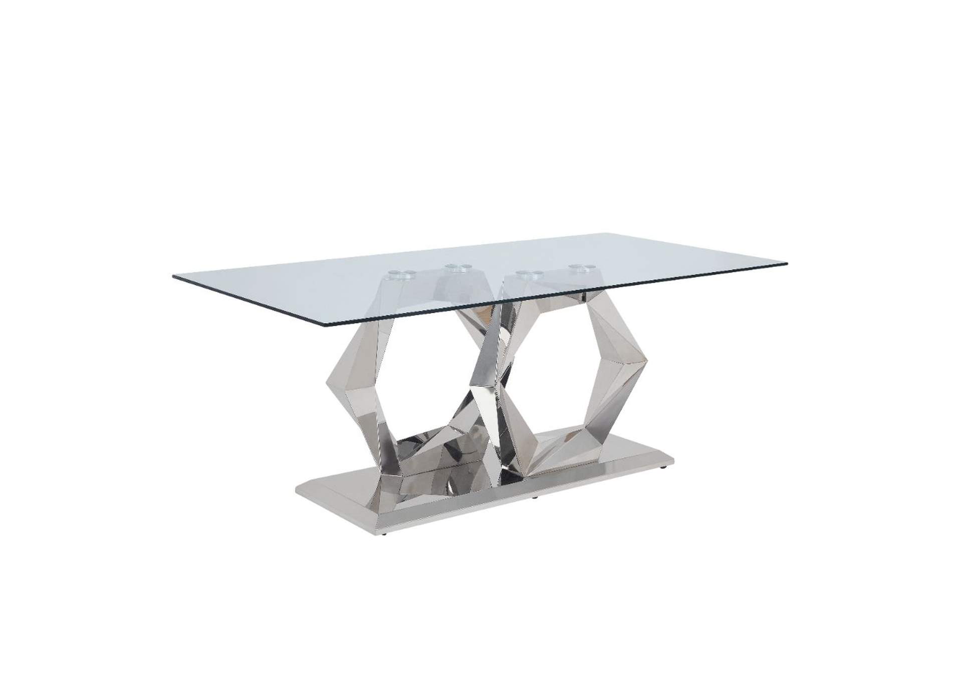 Gianna Clear Glass & Stainless Steel Dining Table,Acme